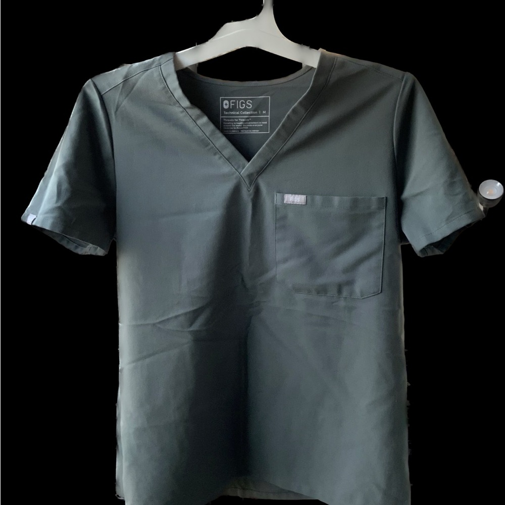 Figs Olive Green V-Neck Scrub Top